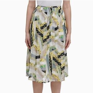 Calvin Klein Patchwork Pleated Skirt